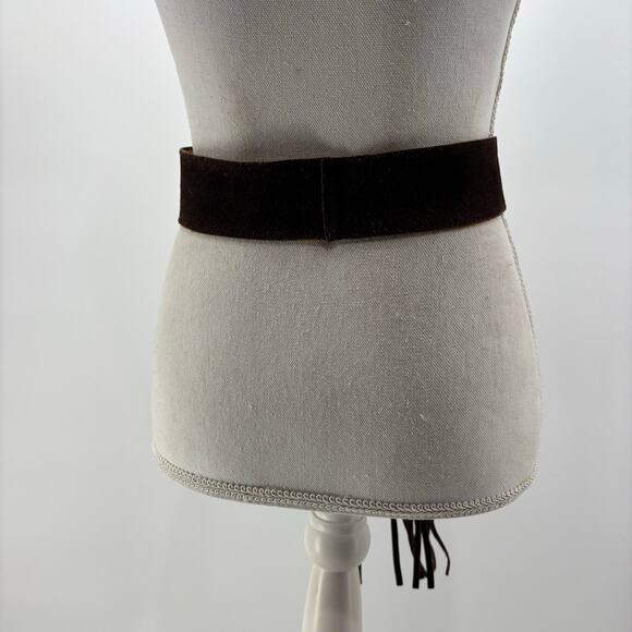 Womens Brown Suede Fringe Belt One Size Two Tone Casual Tie - Picture 8 of 11